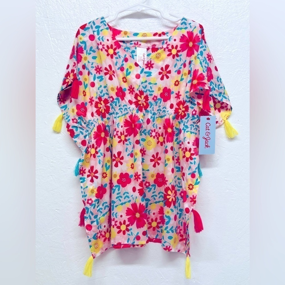 Girls - Cat & Jack Floral Coverup/Top With Tassels - XS (4/5)